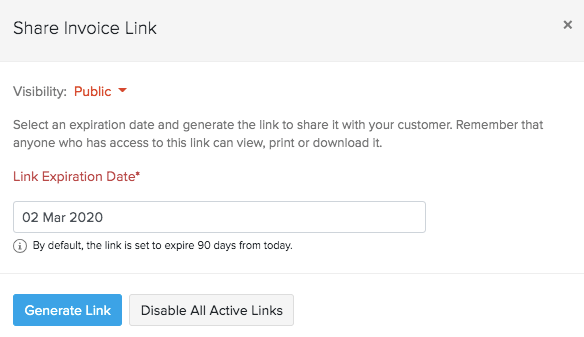 Generate invoice link