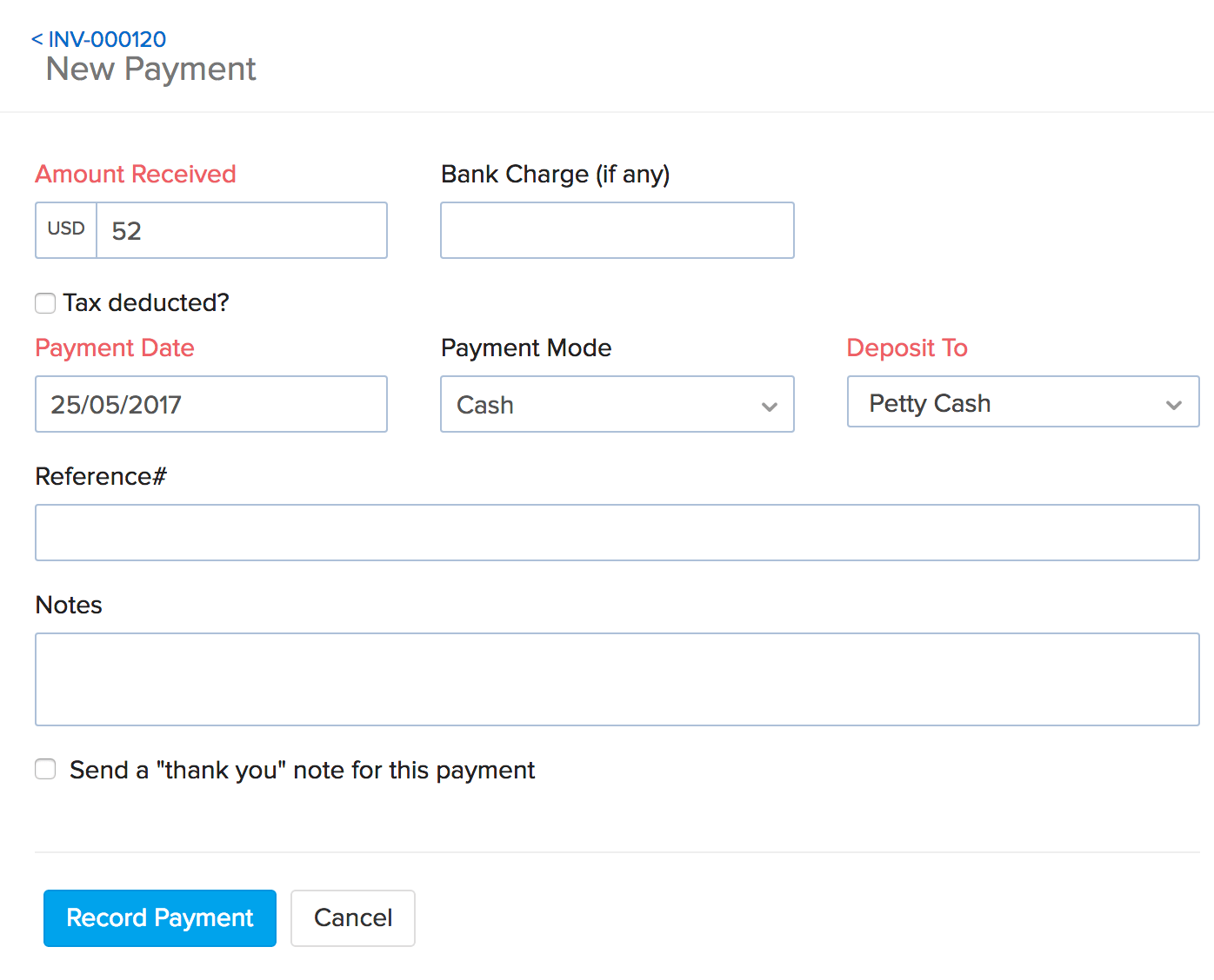 record payments page