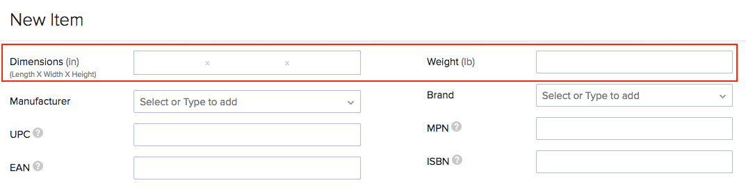 Package Geometry - enter item dimensions