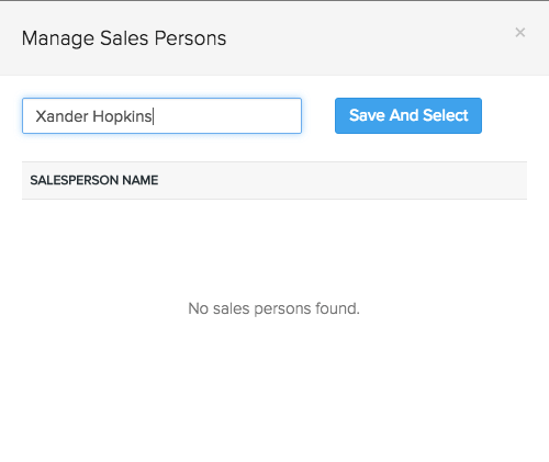 save & select sales person