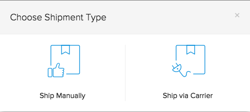 Shipment methods pop up