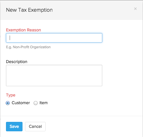 Create a new tax exemption