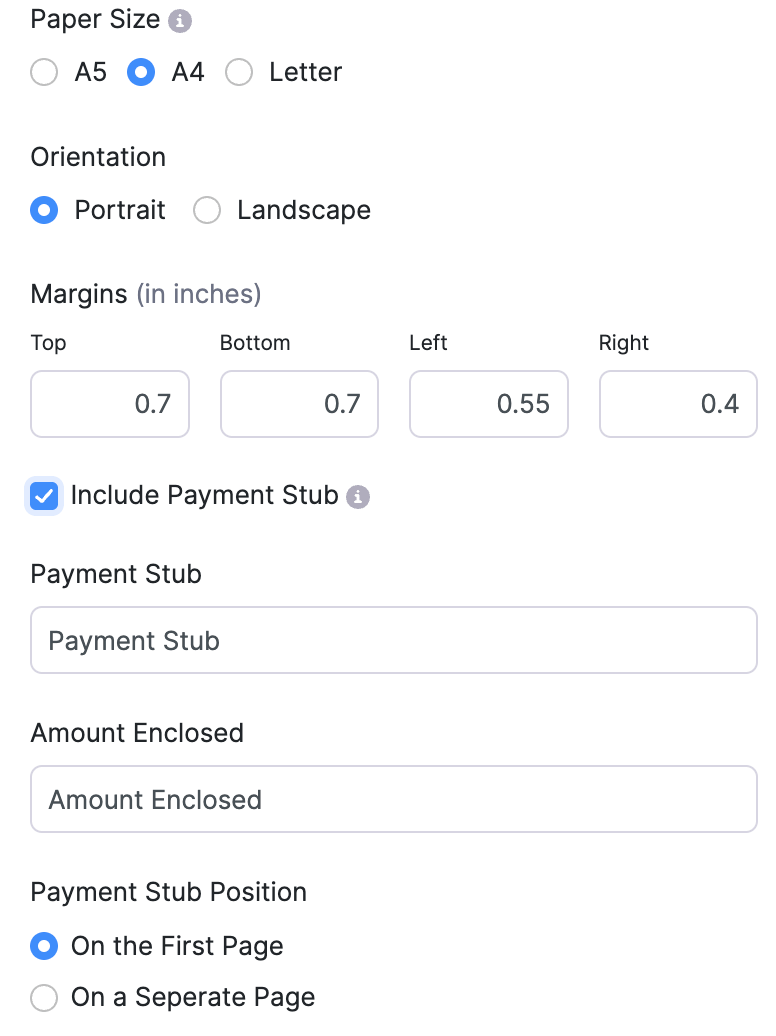 Invoice Specific - payment stub