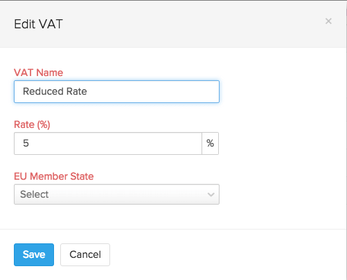 Edit VAT pop-up