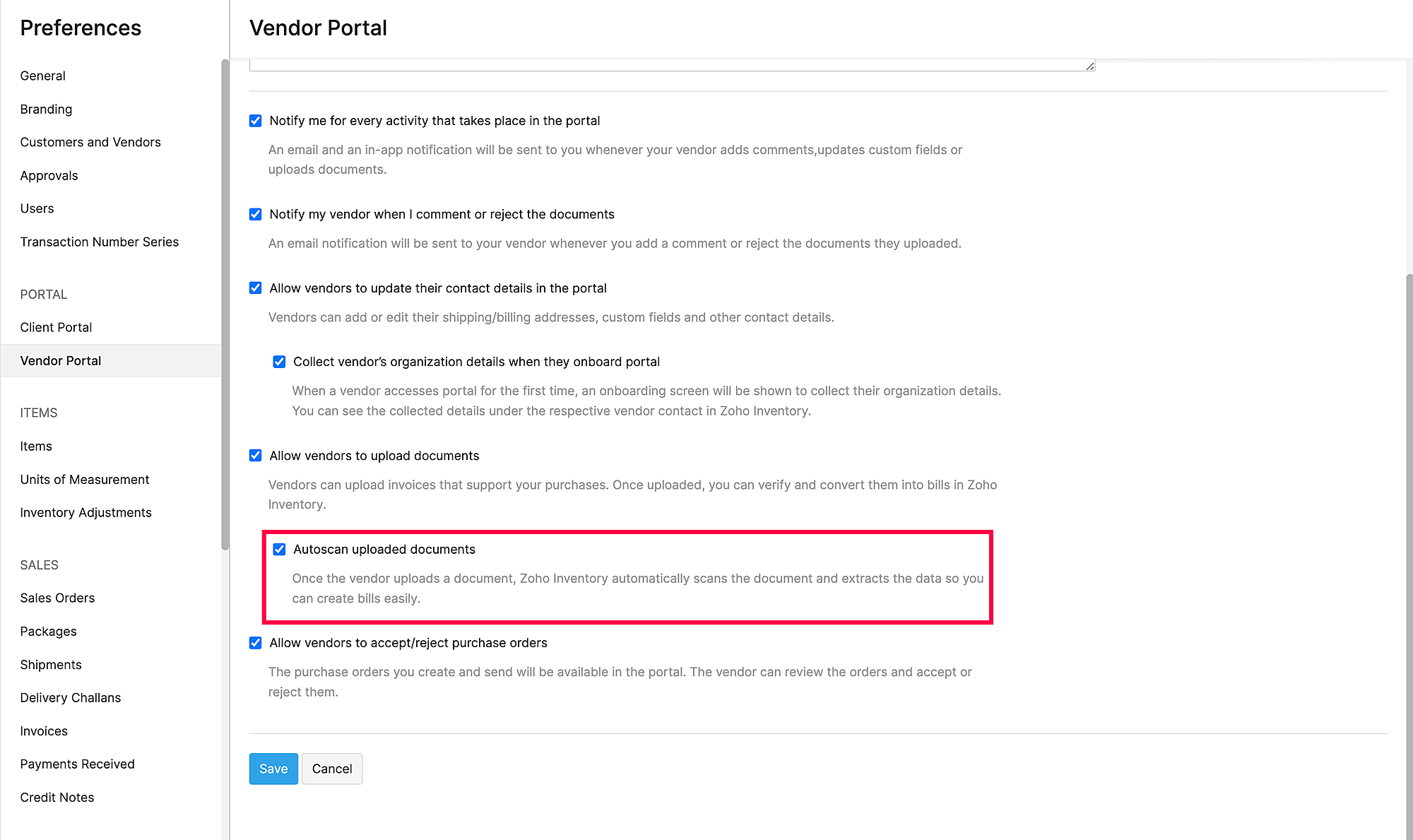 Zoho Inventory - Vendor Portal