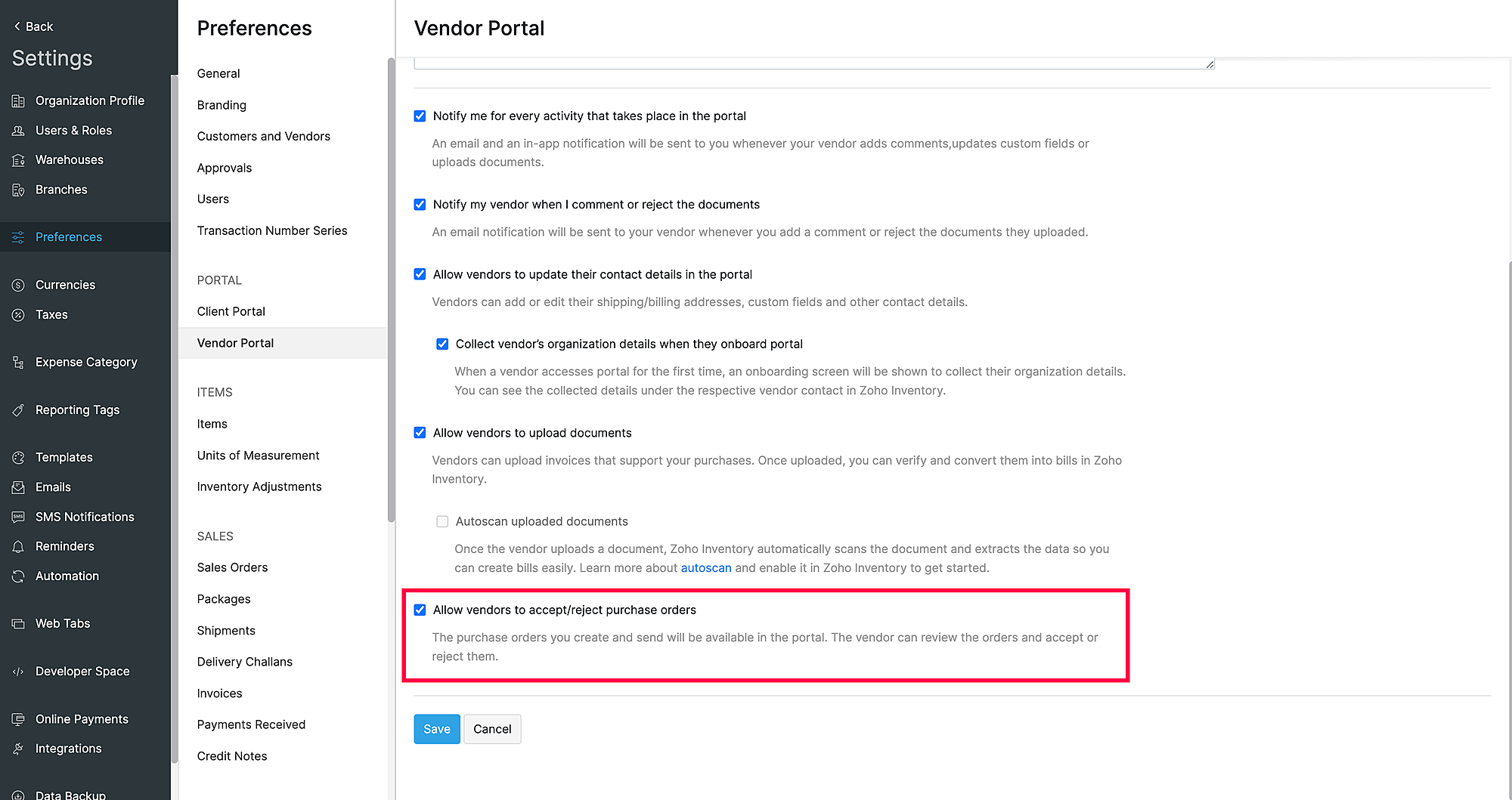 Enable purchase order approval