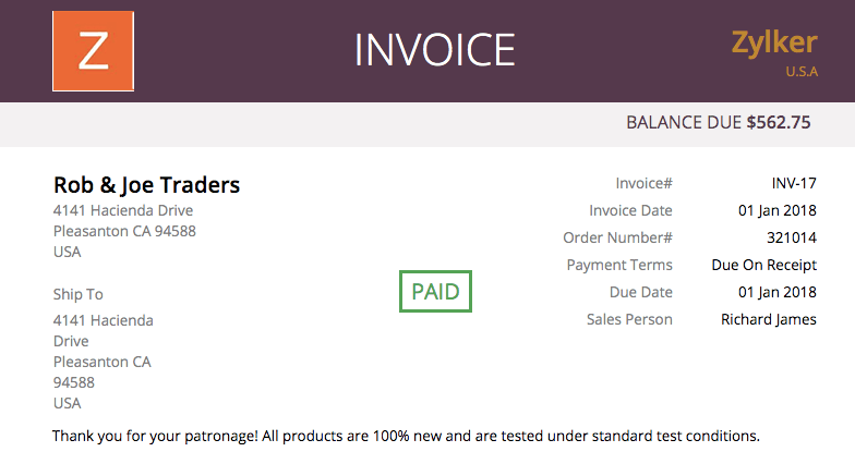 Show Invoice Status