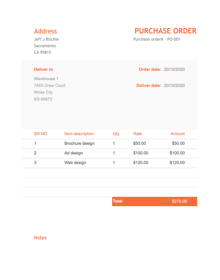 purchase order form