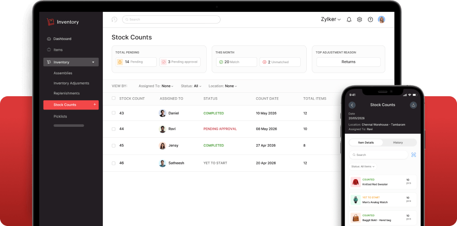 Stock counts - Inventory Control System | Zoho Inventory