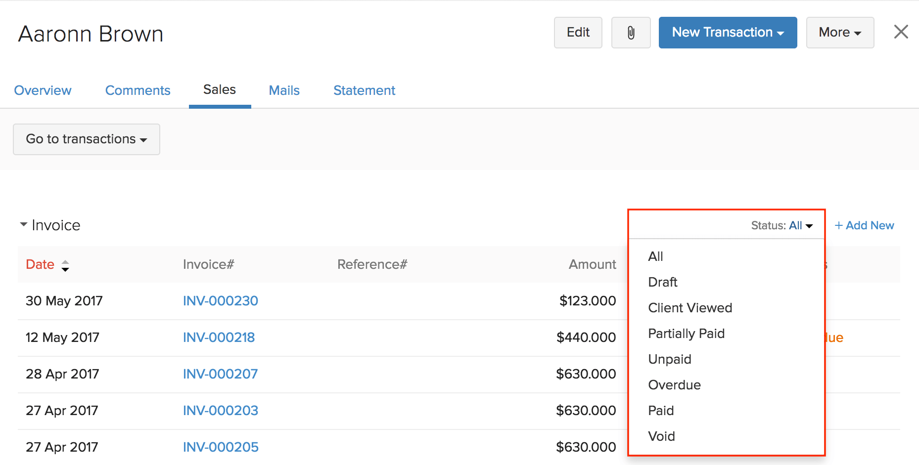 Transactions Status