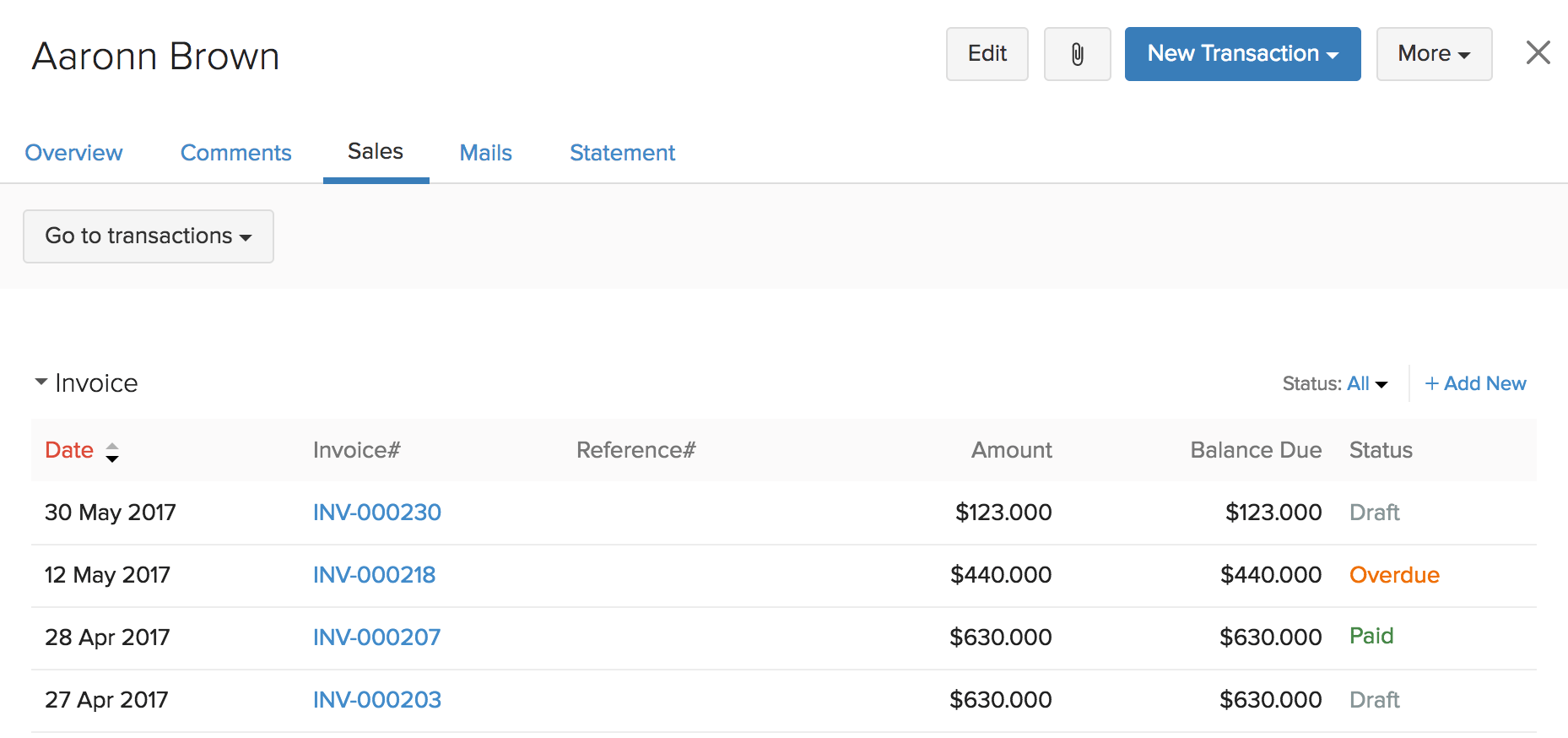 View Sales Transaction