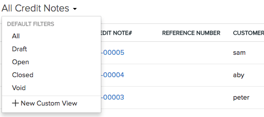 Filtering vendor credits