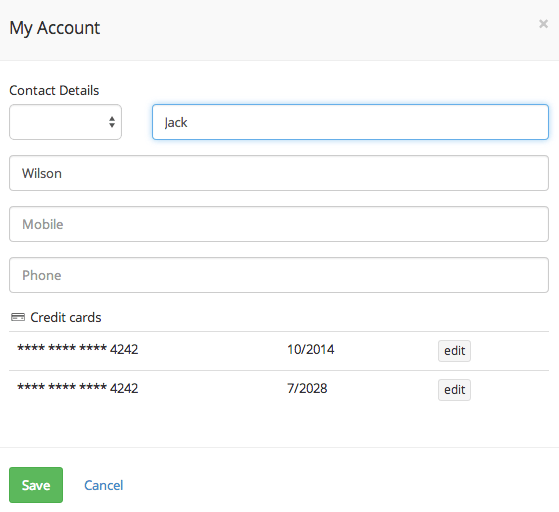 Client's account details