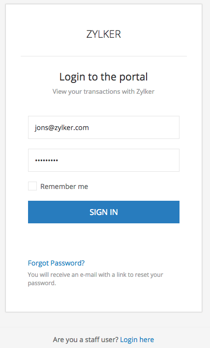 Customer portal login