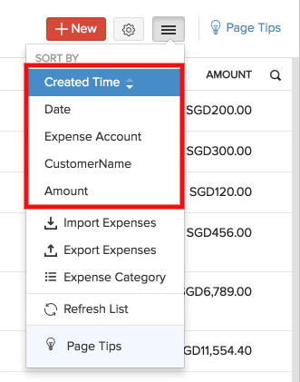 Expense sorting