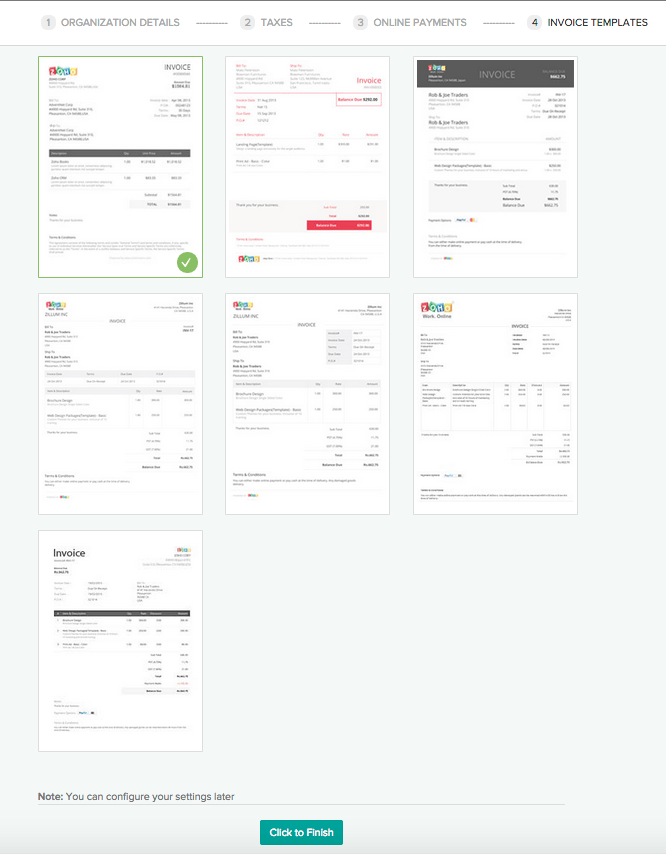 Zoho Invoice Getting Started Template