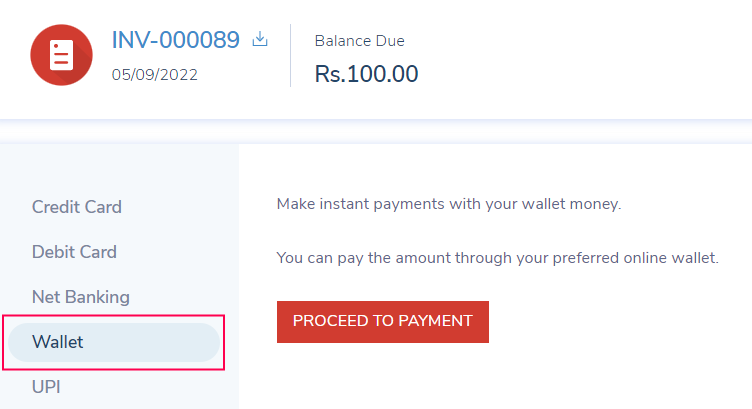 Pay via Wallet