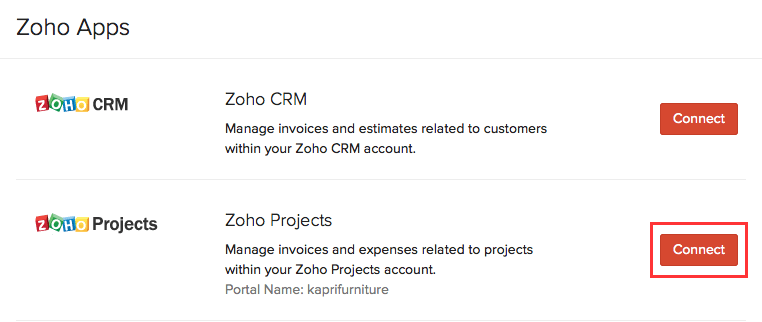 Connect with Zoho Projects