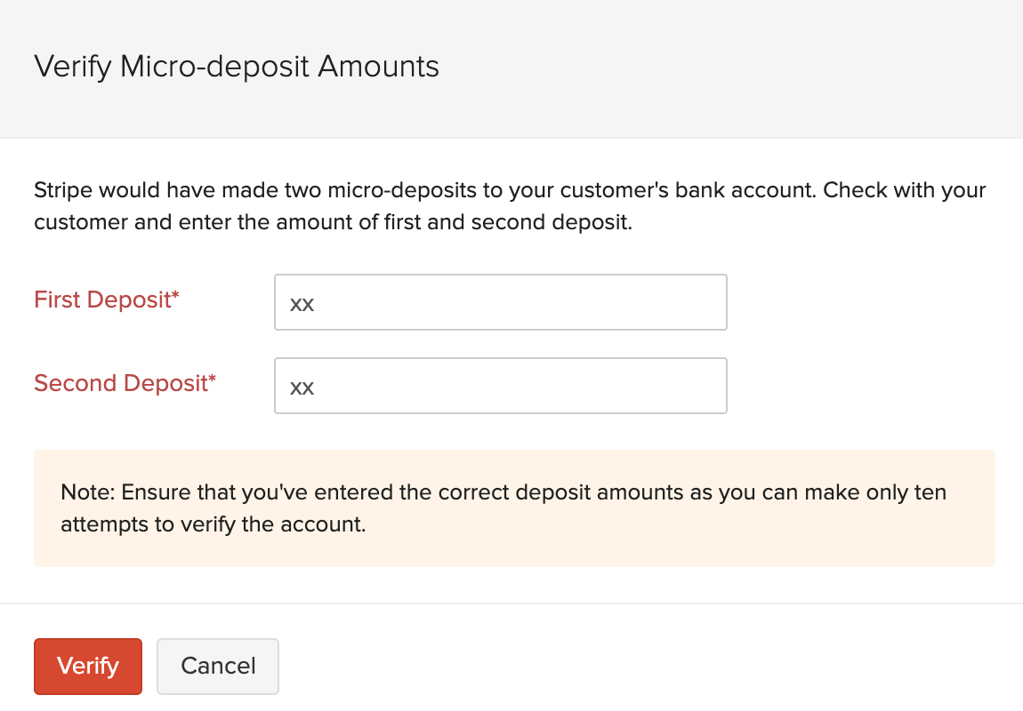 Micro Deposit Amounts