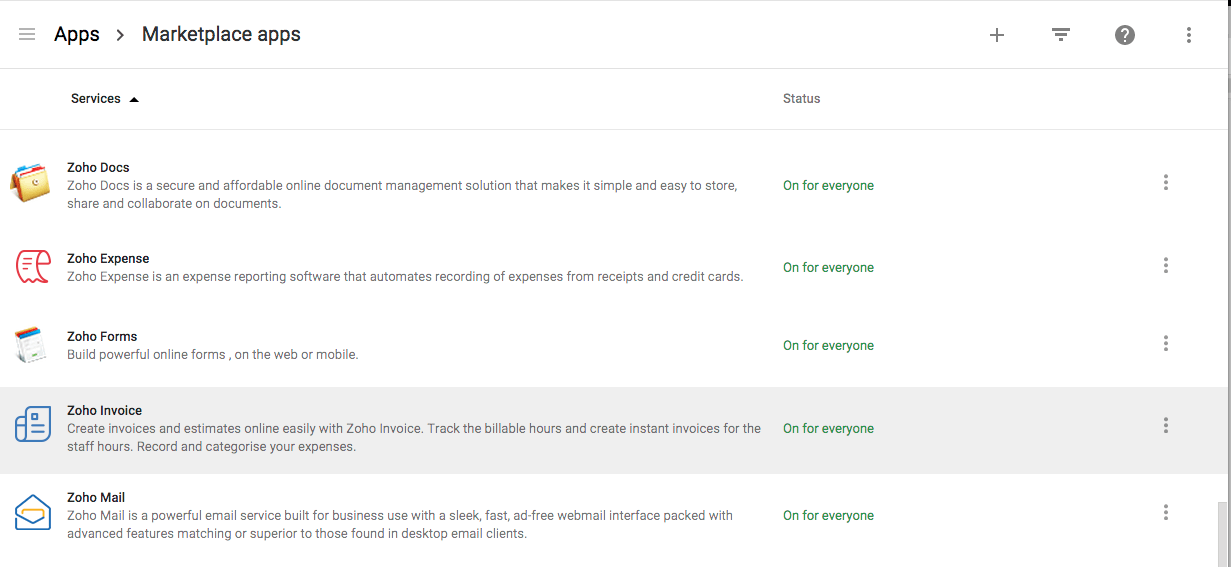Zoho Invoice GApps