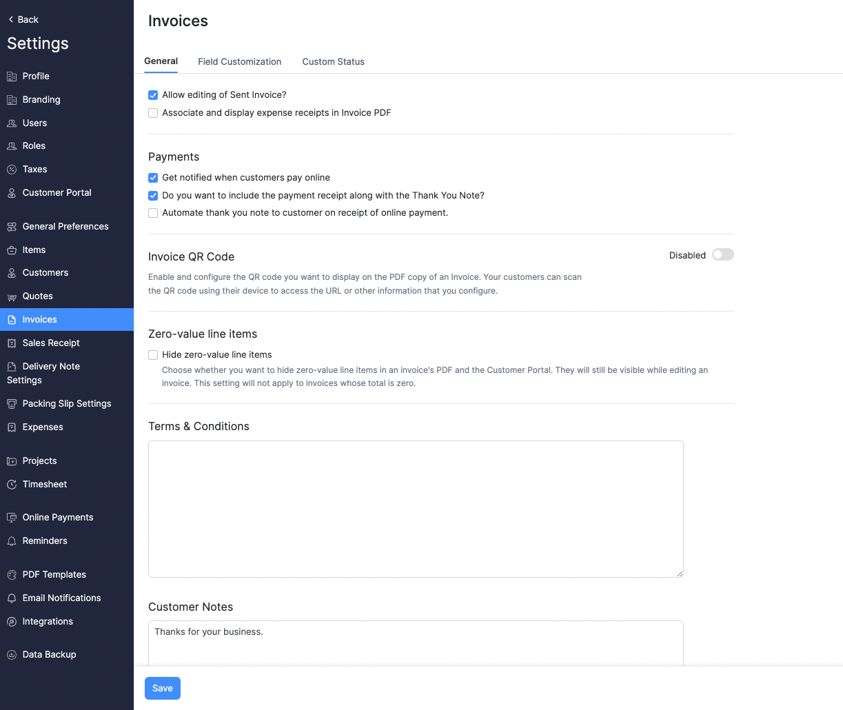 Invoice Preferences