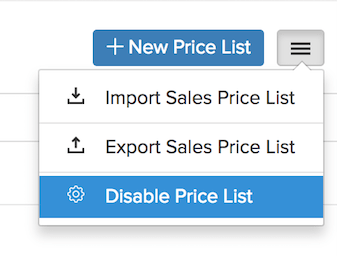 Select Disable Price Lists