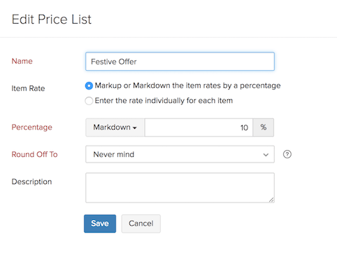 Editing Price Lists