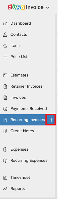 New Recurring Invoice form