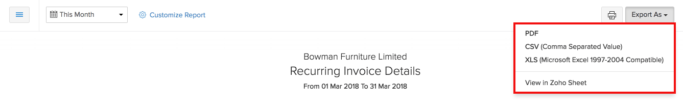Recurring Invoice Details