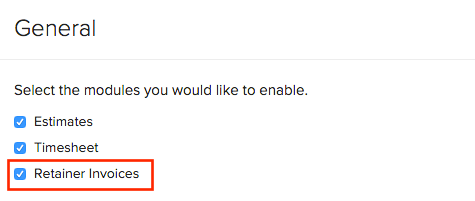 Enable Retainer invoices