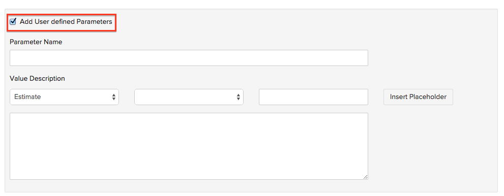 User Defined Parameters