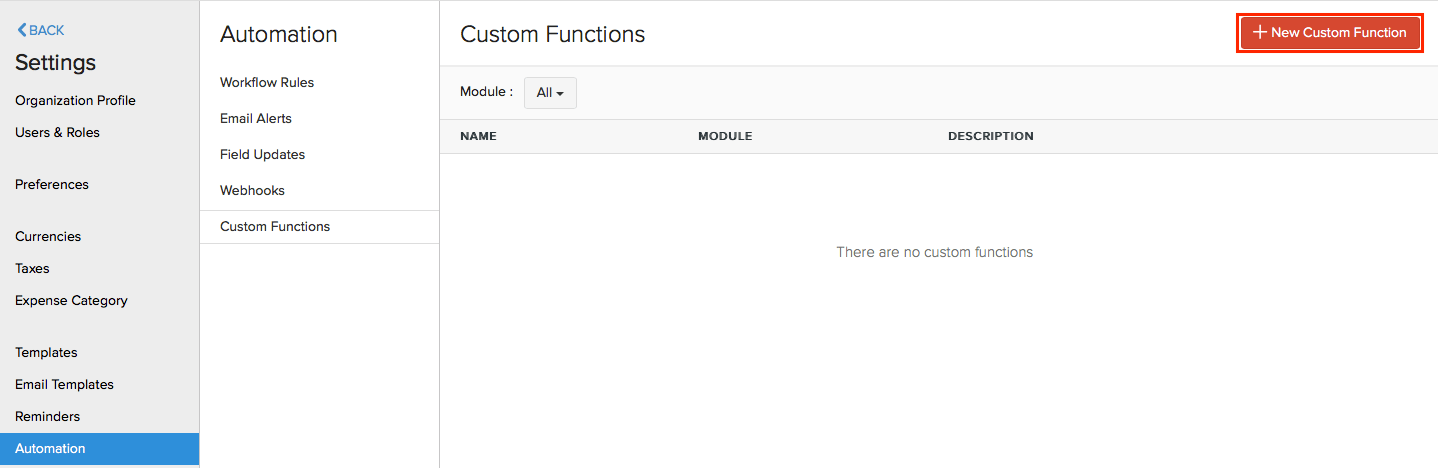 New Custom function button