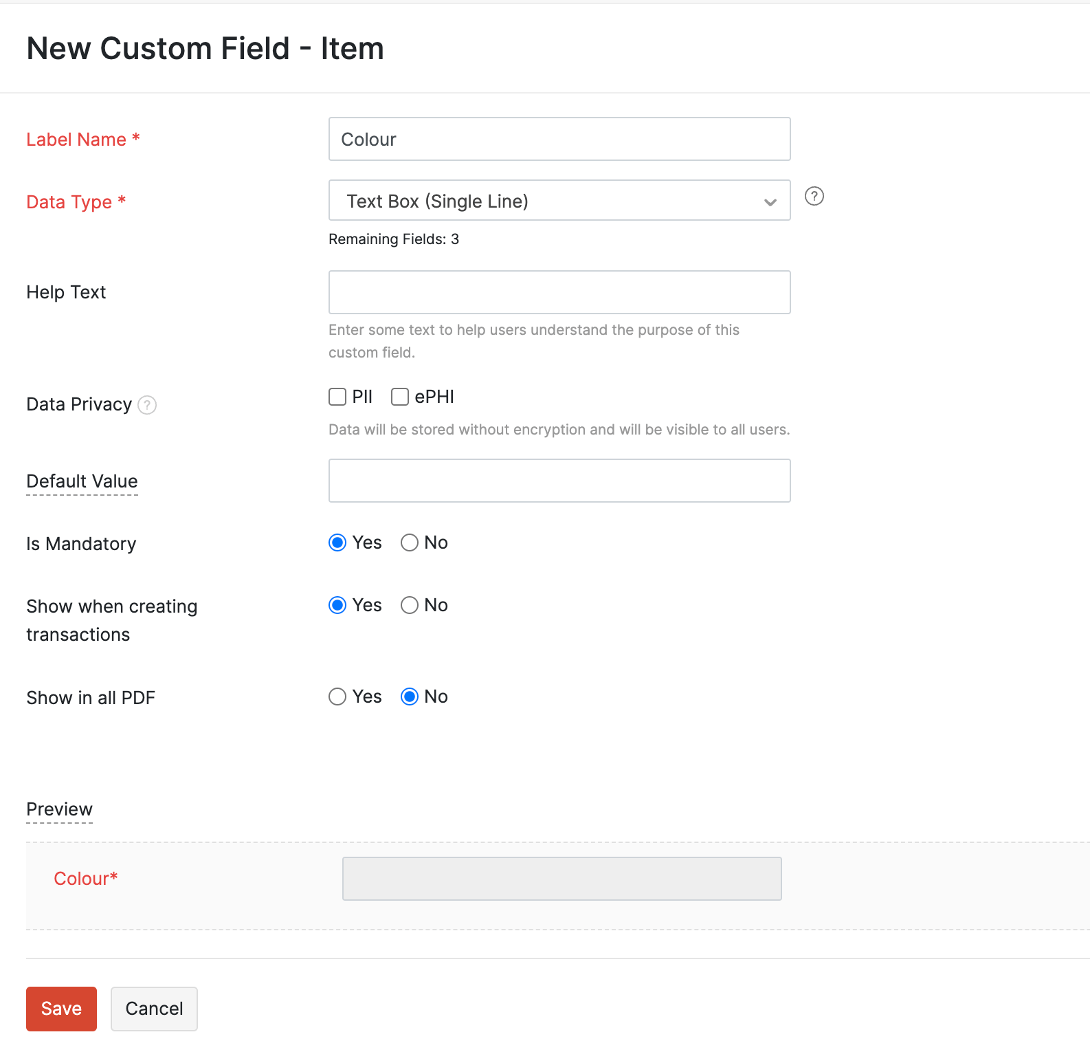 New Custom Field