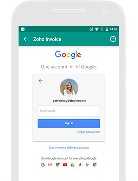 Sign In Using Google Account - Zoho Invoice