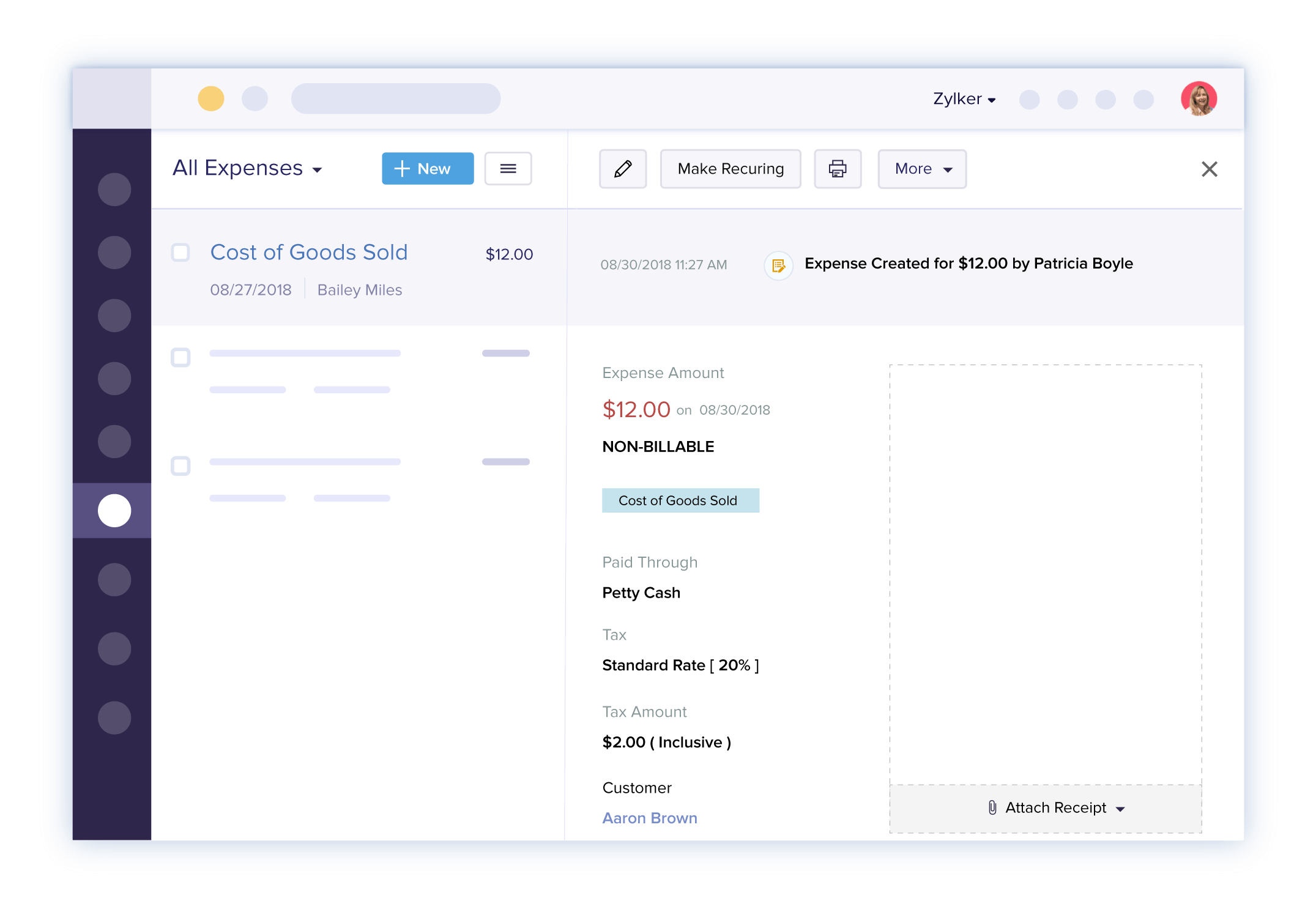 Easy Expense tracking | Zoho Invoice