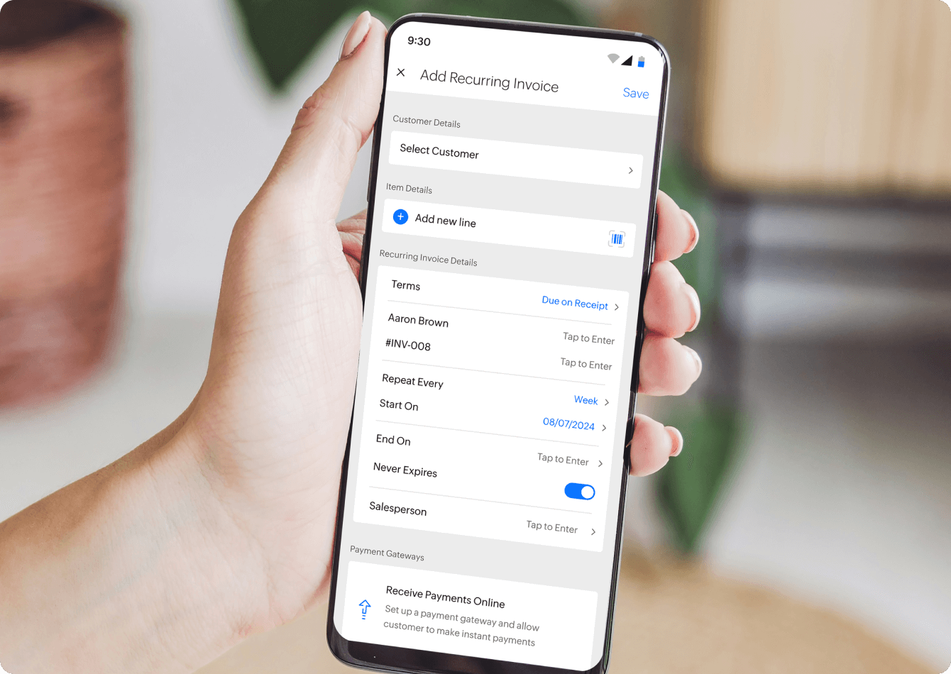 Zoho Invoice helps you send recurring invoices