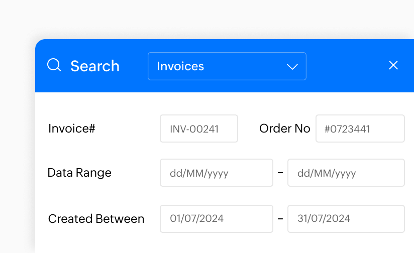 Advanced search to find old invoices | Zoho Invoice