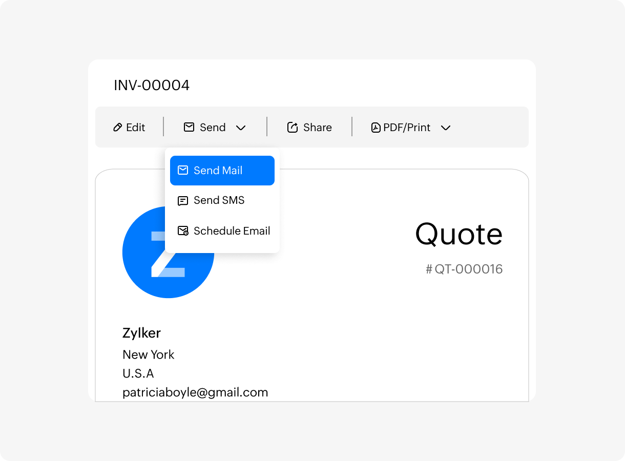 Send invoices however you like with Zoho Invoice