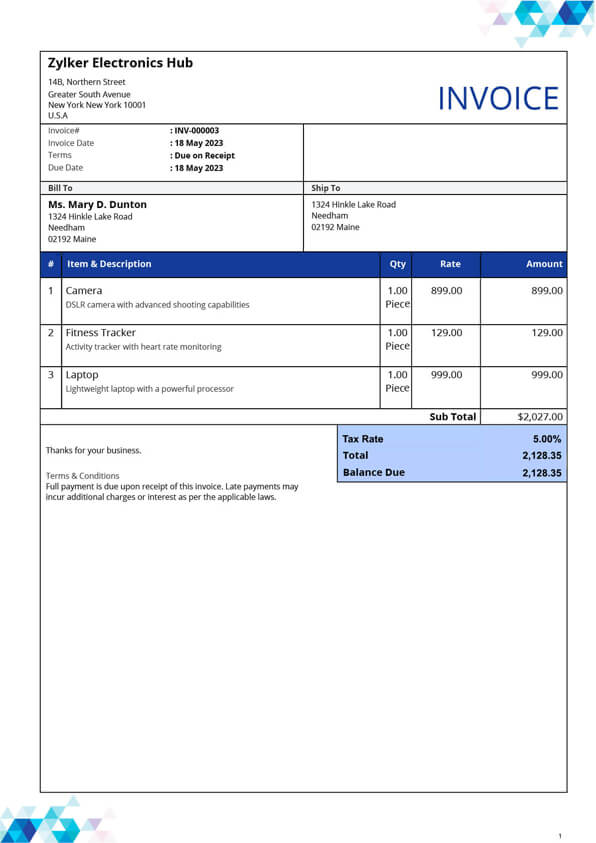 Excel Invoice Template