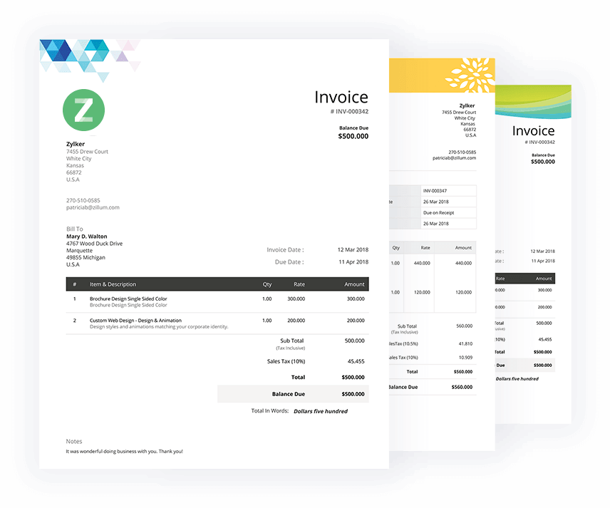 Invoice Template Free Invoice Templates Download Zoho Invoice