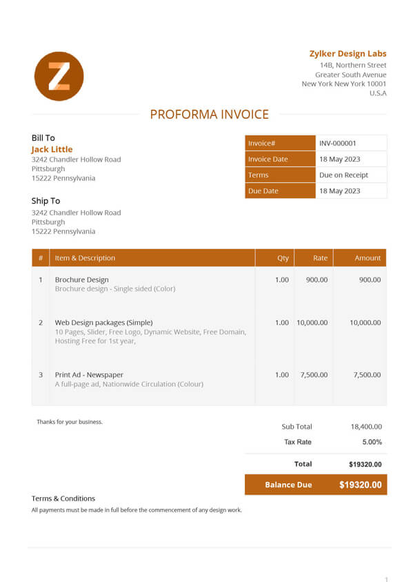 Proforma Invoice Template