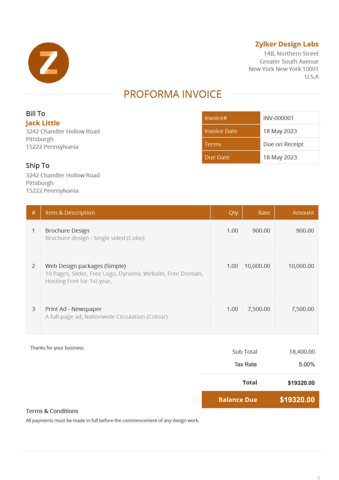 Proforma Invoice Template