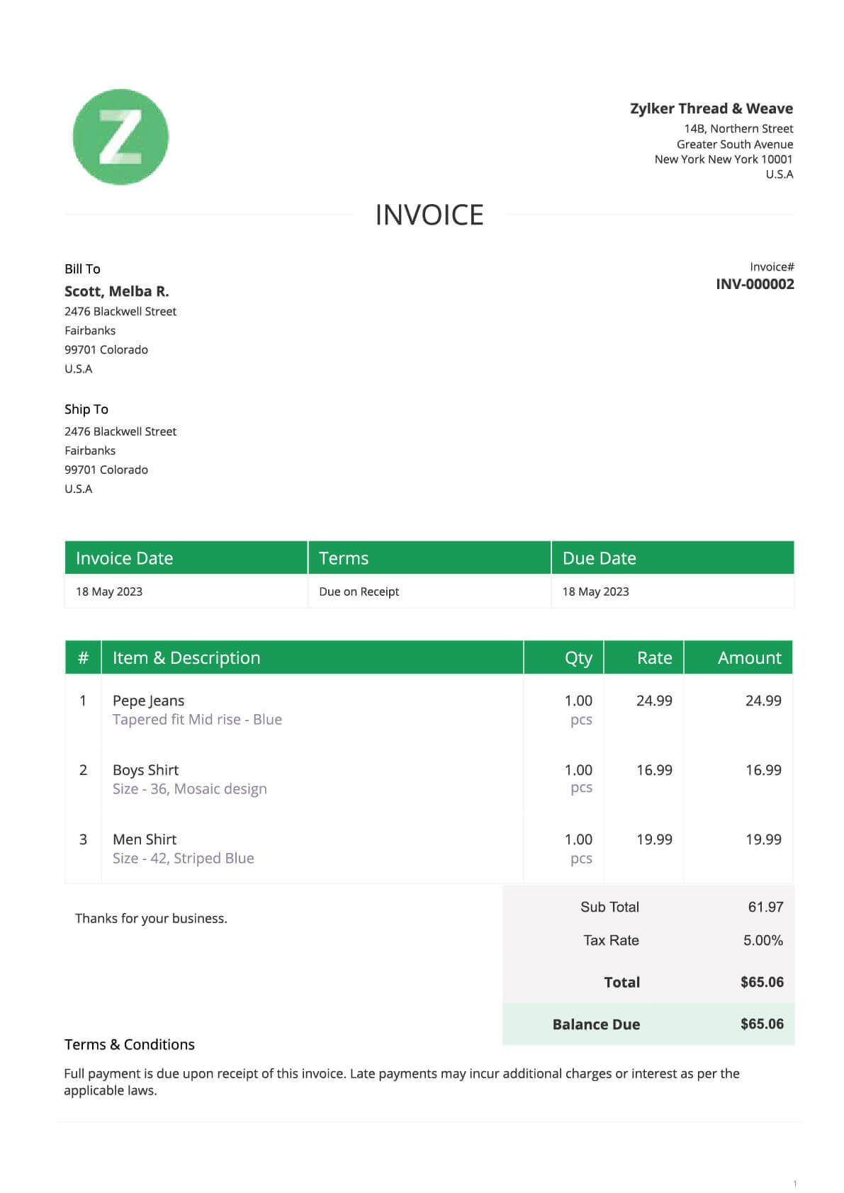 Microsoft Sales Invoice Template