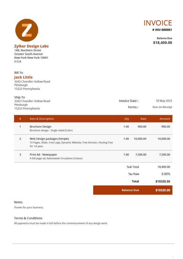 Service Invoice Template