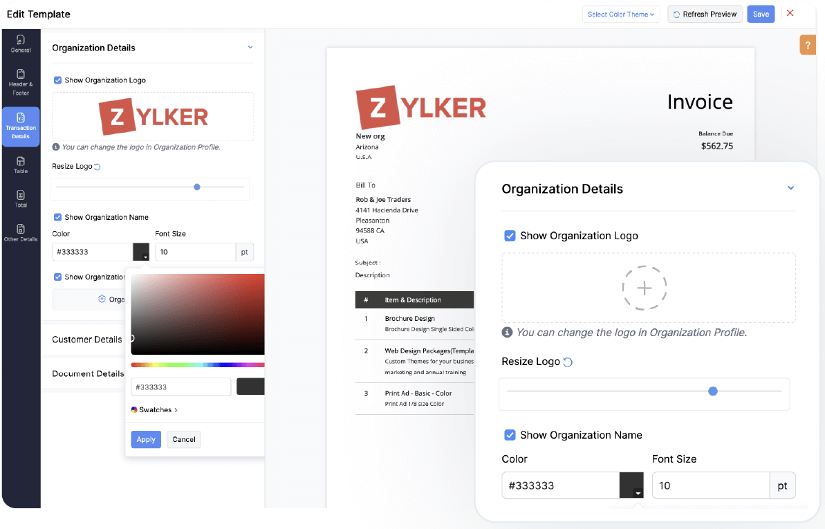 Brand and customize your invoices - Zoho Invoice