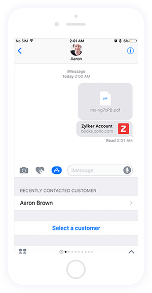 Send messages with iMessage app - Zoho Invoice