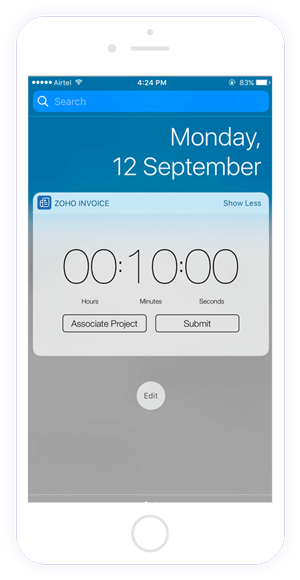 Invoicing app in widget - Zoho Invoice