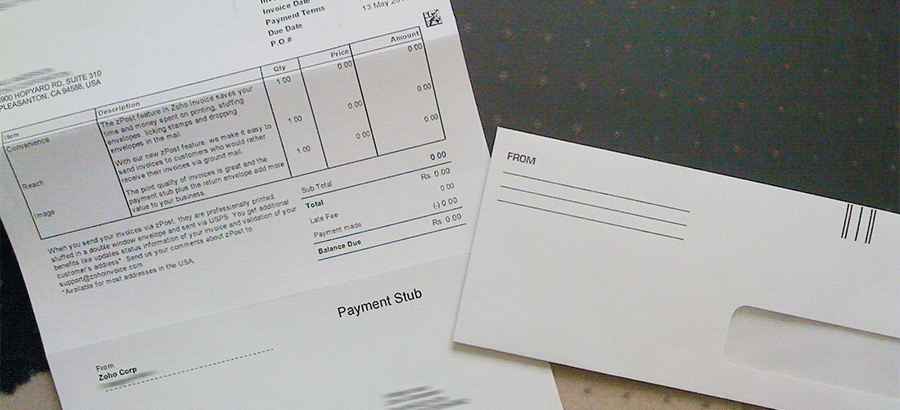 snail mail invoice