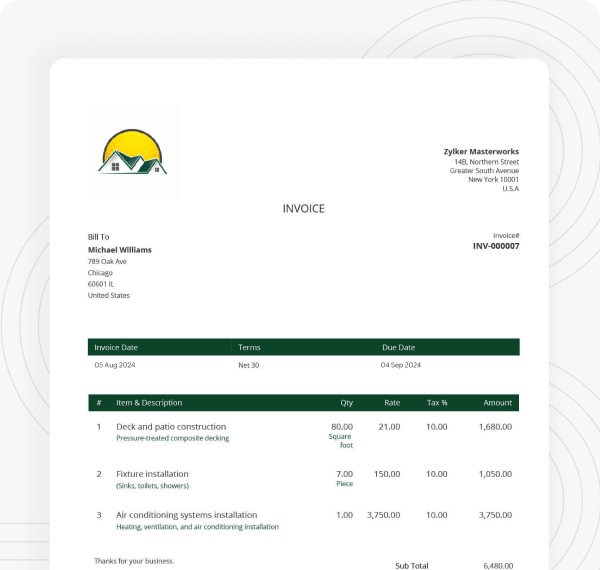 Construction invoice template