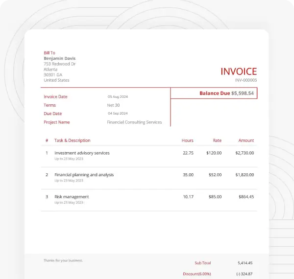 Consulting invoice templates